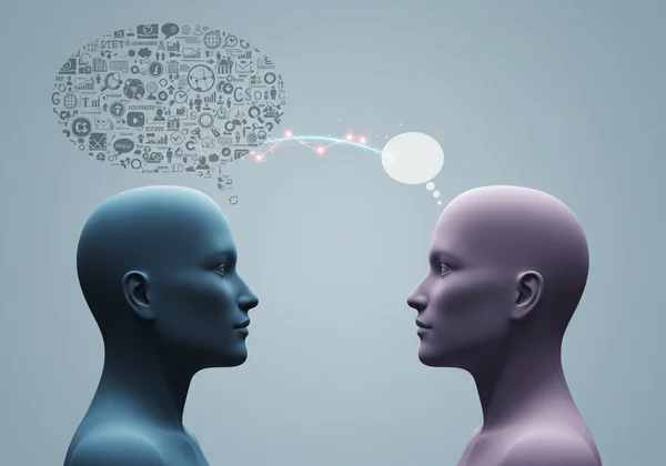 Two people communicating, showing conceptual understanding