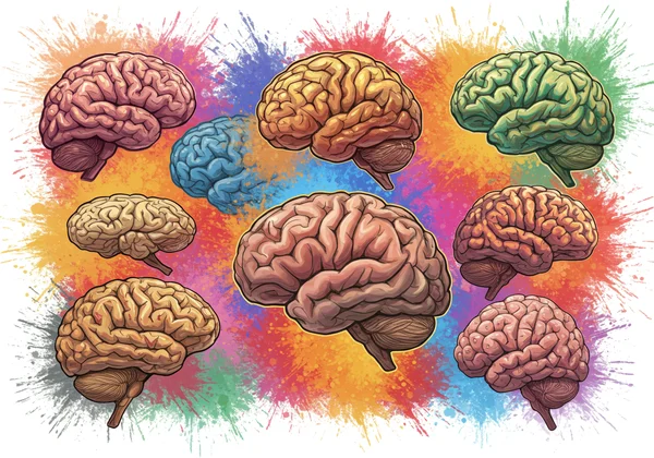 Diverse brains symbolizing neurodiversity and variations