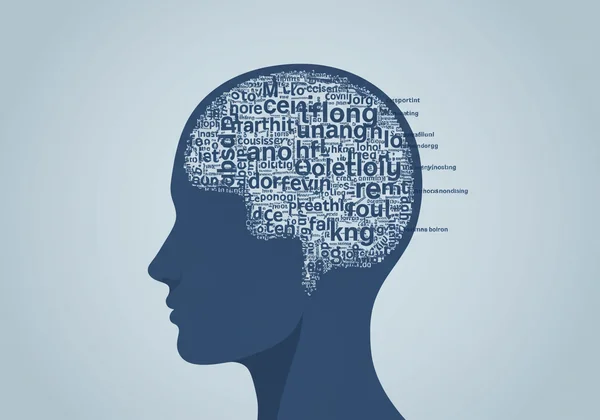 Person with thoughts as words, not images, illustrating inner monologue