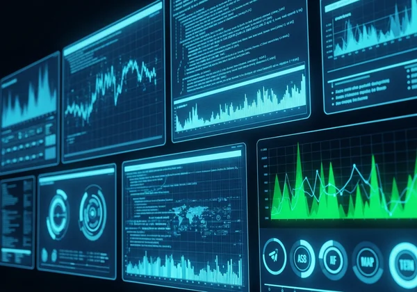 Data analysis on screens with code and graphs