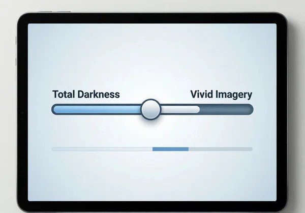 A clean and modern interface of an online cognitive test on a tablet screen