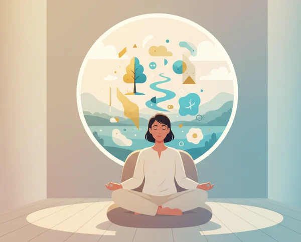 Person reflecting with closed eyes in a calm setting